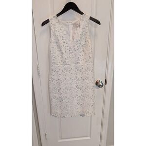 Ann Taylor Loft 4 Petite‎ White Daisy Eyelet Lace Dress  V Neck Feminine